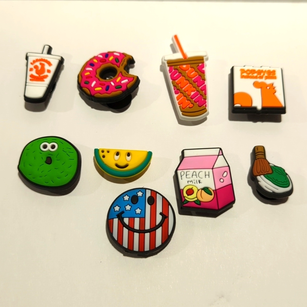 9 CROC CHARMS Dunkin donuts popeyes